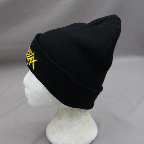 Band Toque/ Beanie - Anthrax Yellow Word Logo - Adult Stretch Fit - Picture 4 of 7